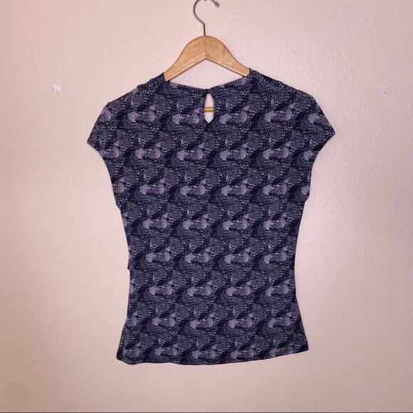 Worthington Gathered Neck Black White Pattern M - Picture 8 of 11